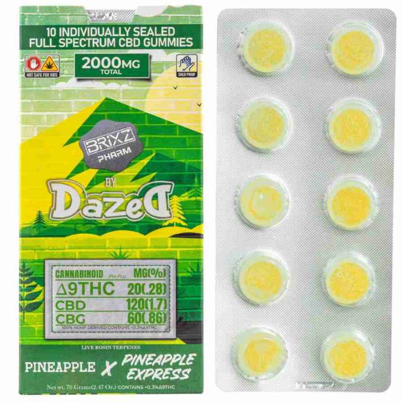 Dazed - Brixz Pharm (D9 THC+CBD) - Gummies & Edibles (2000mg x 5) - MK Distro