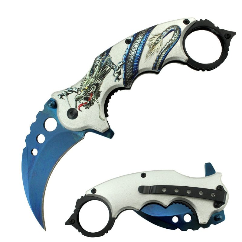 7 overall spring assisted karambit knife w stainless blade and dragon artwork handle 2180 1000x1000 1