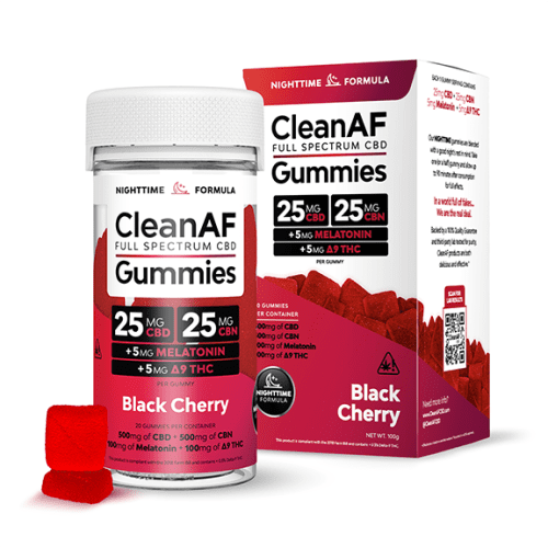 Clean AF - Broad Spectrum CBD Gummies (25mg CBD + 25mg CBN + 5mg Melatonin + 5mg D9 THC) - MK Distro