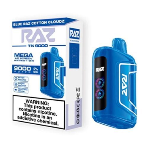 blue razz cotton cloudz raz tn9000 disposable vape 1