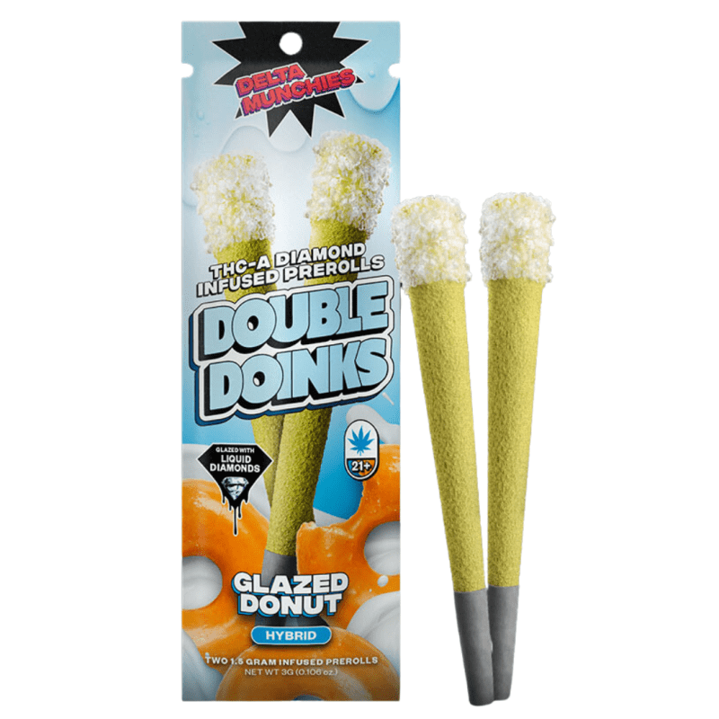 Delta Munchies - Double Doinks Pre-Rolls (THC-A Diamond Infused) - Hemp Pre-Rolls (3g x 5) - MK Distro