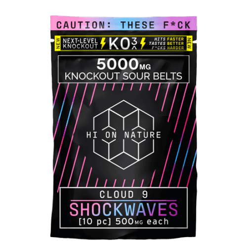 Hi On Nature (HON) -  KO3 Knockout Shockwaves Sour Belts - Gummies & Edibles (5000mg) - MK Distro