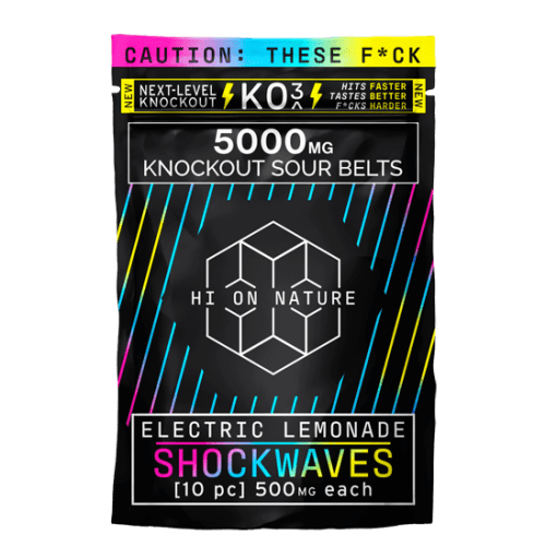 Hi On Nature (HON) -  KO3 Knockout Shockwaves Sour Belts - Gummies & Edibles (5000mg) - MK Distro