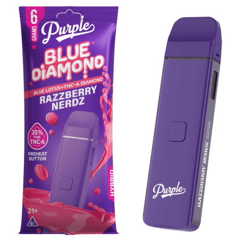 Purple - Blue Diamond (Blue Lotus + THCA Diamond) - Hemp Disposables (6g x 5) - MK Distro