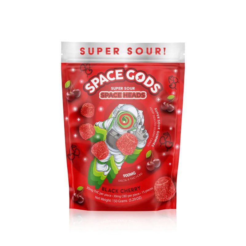 Space Gods Super Sour Space Heads (D9 THC + CBD) - Space Gummies (900mg) - MK Distro