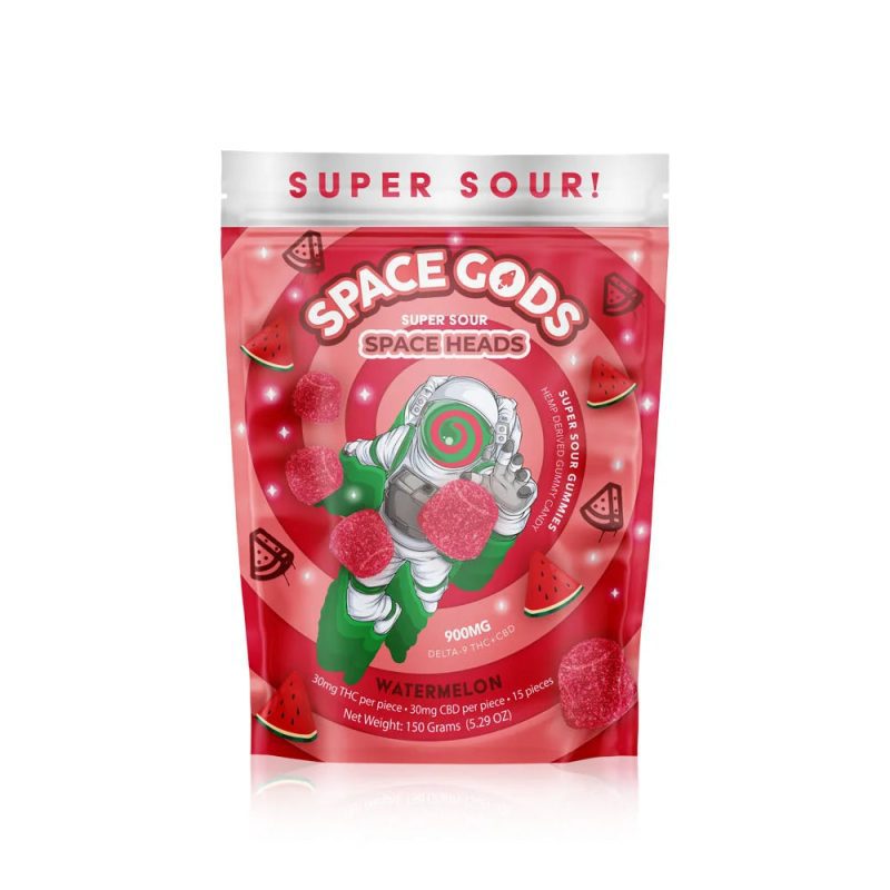 Space Gods Super Sour Space Heads (D9 THC + CBD) - Space Gummies (900mg) - MK Distro