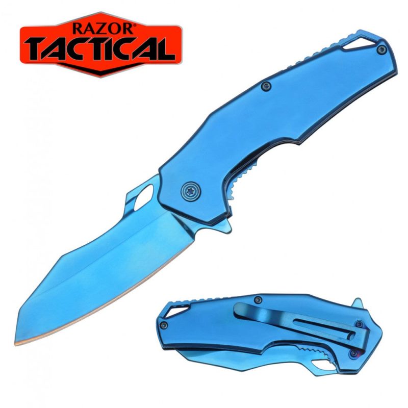 titanium blue spring assisted knife 2218