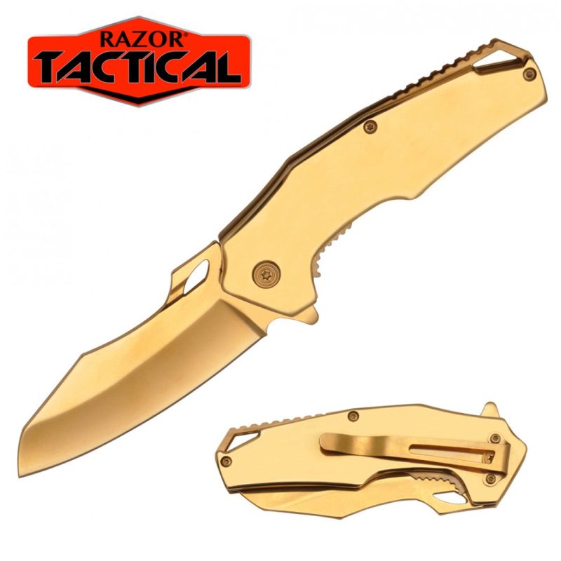 titanium gold spring assisted knife 2220