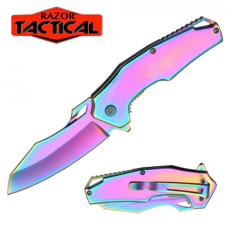 titanium rainbow spring assisted knife 2219